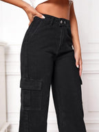 GRECIILOOKS Women Denim Cargo Regular Fit Jeans