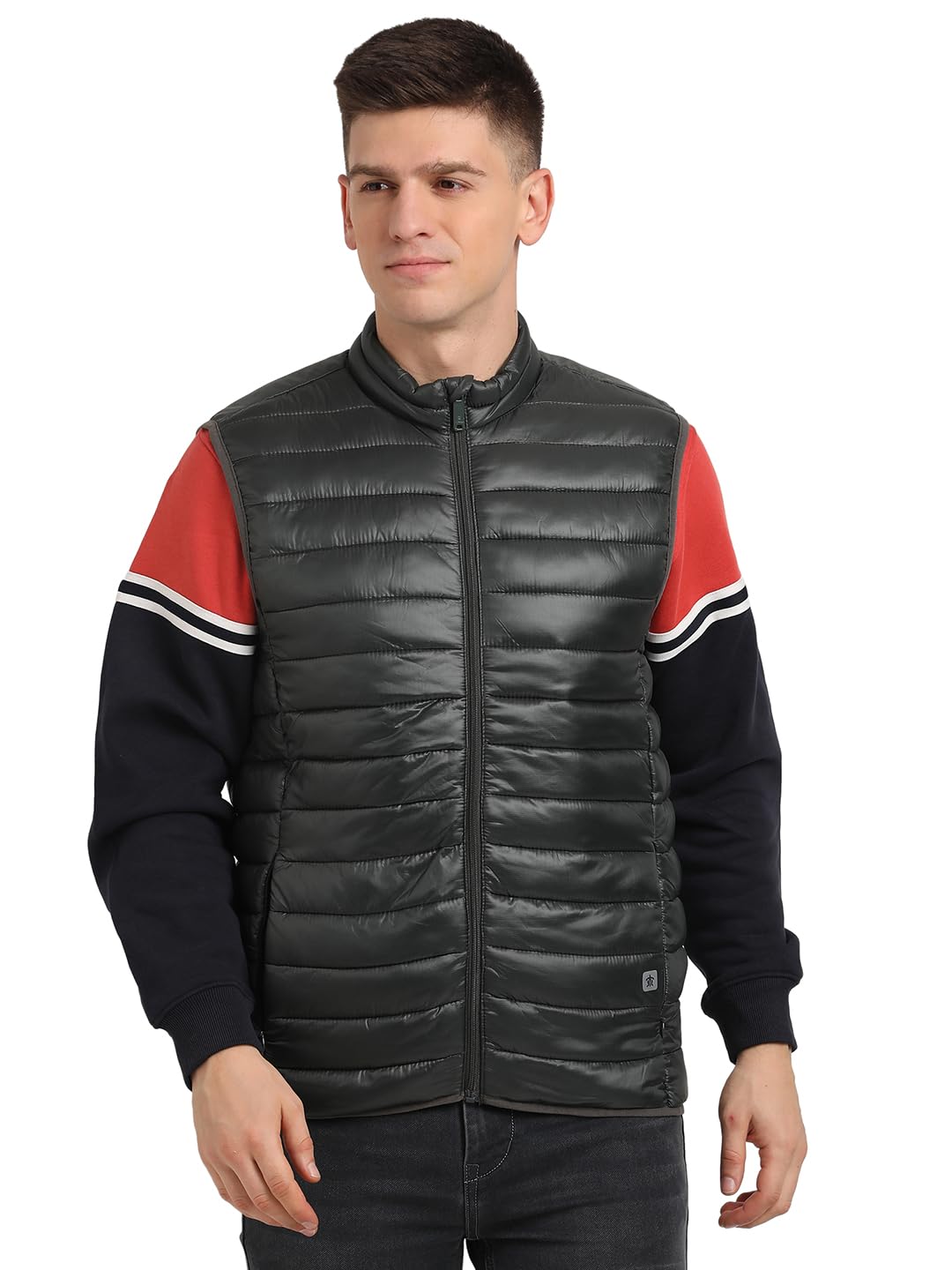 Turtle Men Polyurethane Solid Regular Fit Sleeveless Dark Grey Windcheater Jacket