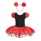 Dressy Daisy Girls' Polka Dots Halloween Christmas Fancy Dress Dance Costume with Headband Size 6-7 Red & Black