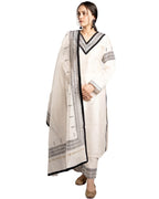 ANNI DESIGNER Womens Rayon Blend Printed Straight Kurta with Pant & Dupatta (GHABENI White_XL_White_X-Large)