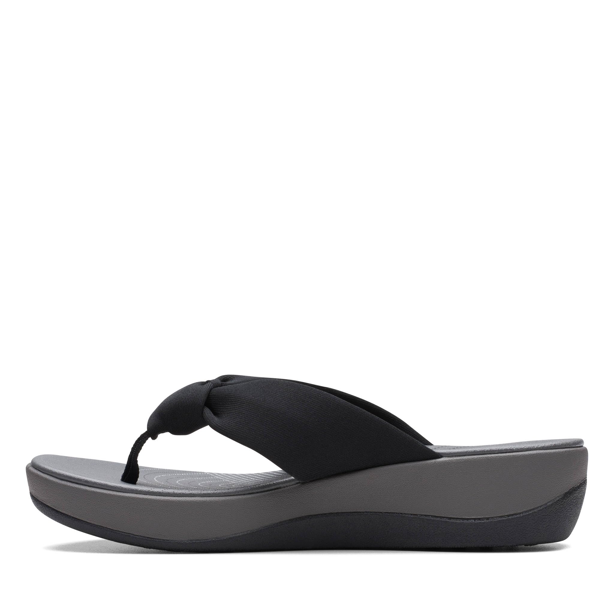 Clarks womens Arla Glison Flip Flop, Black Fabric, 9 US