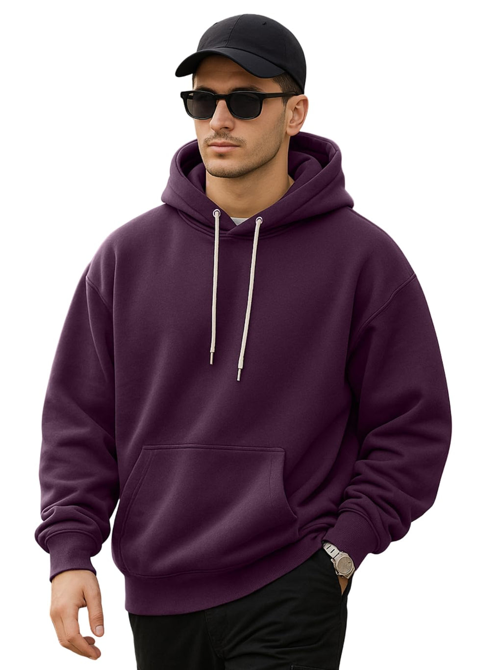 Veirdo Men's Cotton Fleece Regular Fit Hoodie Full Sleeve Jumper Solid Winter Sweatshirt