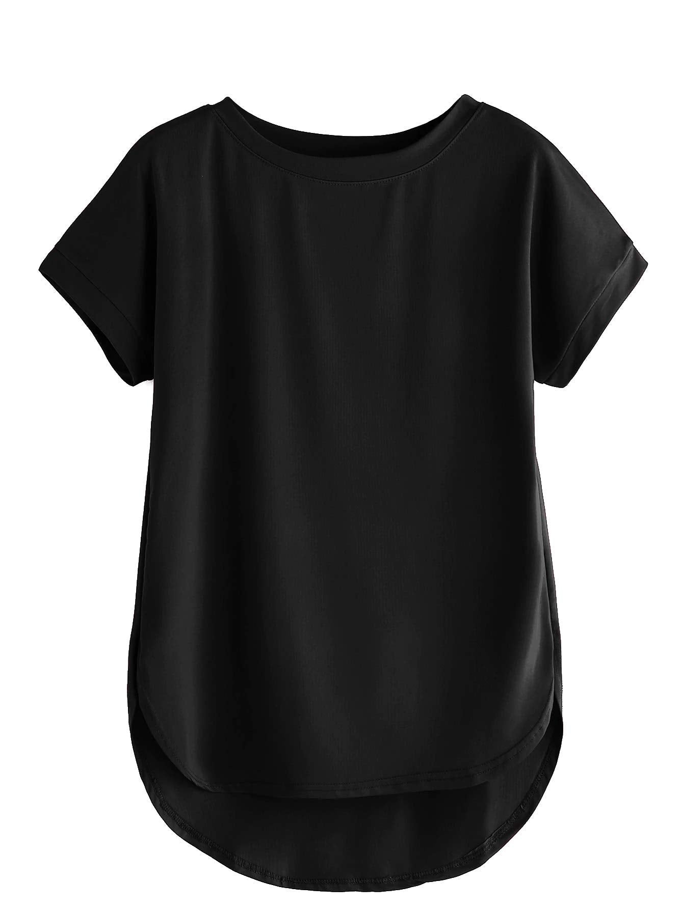 Fabricorn Plain Black Stylish Regular Fit Up and Down Cotton Tshirt for Women (Black, X-Small)