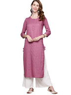 Ishin Women'S Viscose Rayon Straight Embroidered Mirror Work Checked Print Purple Kurti Kpm-21018_Xl_Purple