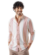 The Souled Store Men Stripes: White and Red Knit Shirt Shirts Casual Button-Down Half Sleeve Printed Graphic Short Sleeve Casual