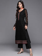 Libas Womens Georgette Kurta Sets (48085_Black