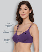 Lyra WomenS Cotton Non Padded Wire Free Seamless Bra Violet