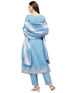 Stylum Womens Printed & Embroidered Cotton Anarkali Kurta Pant Dupatta Set