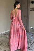 Fashion Basket Havy Georgette Embroidered Anarkali Dress For Women Pink