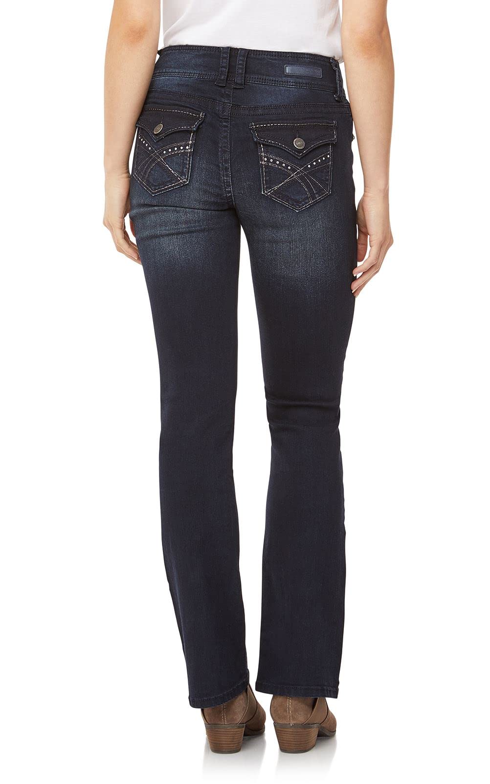 WallFlower Women's Luscious Curvy Bootcut Mid-Rise Insta Stretch Juniors Jeans (Standard and Plus), BlackBerry, 7 Short