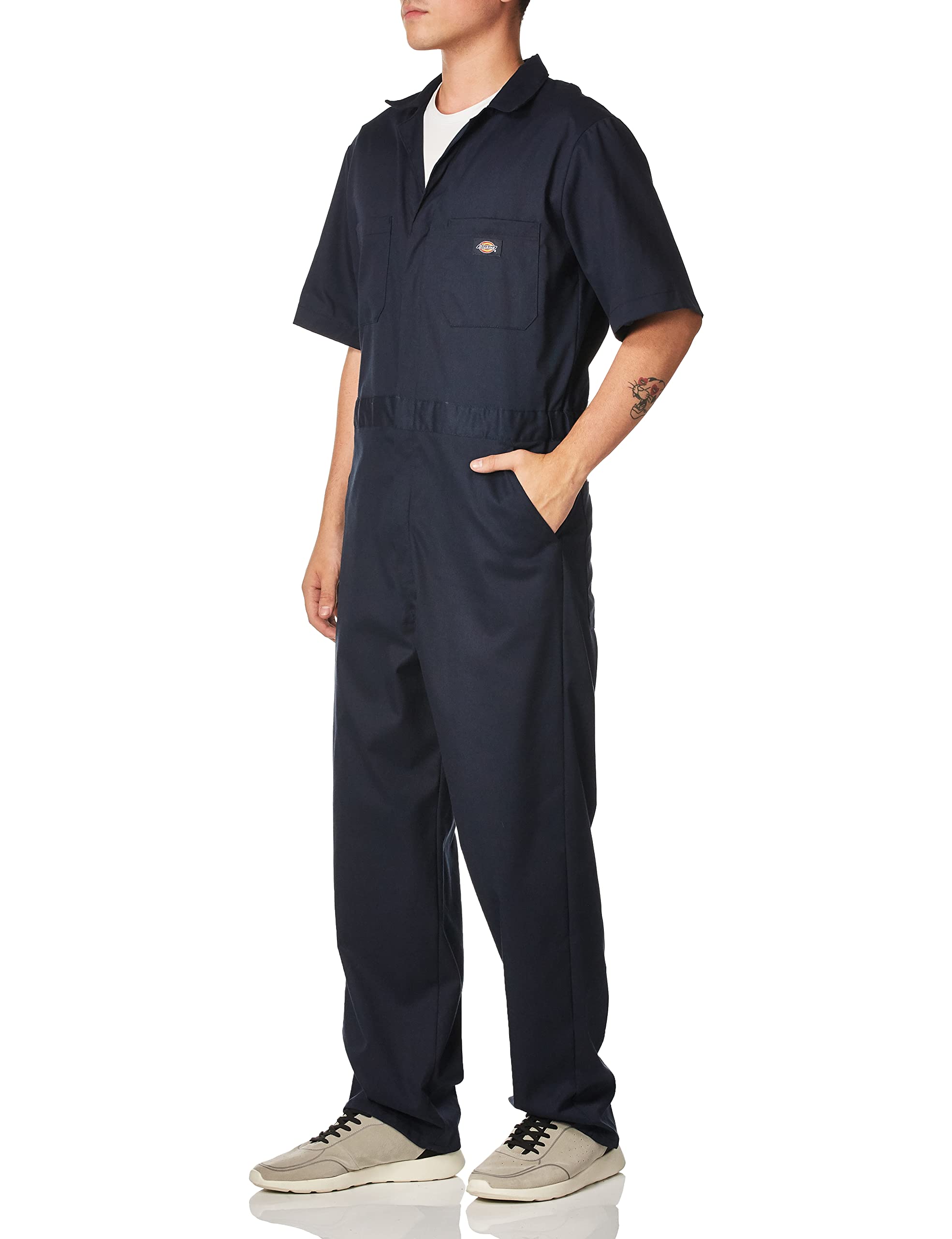 Mens FLEX Short-Sleeve coverall - DARK NAVY _L - Rg(D0102H7M952)