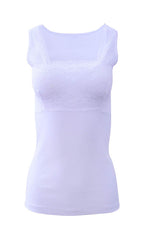 Mare Luxury 100% Mako Cotton Women's Lace-Trimmed Tank Top. Proudly Made in Italy (263)