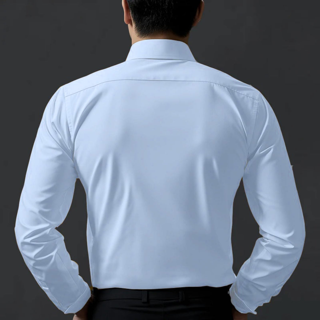 Deelmo MenS Stylish Solid Satin Casual Shirt For Men Full Sleeves| Poly Satin Silk Shirt Sky Blue