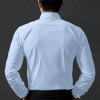 Deelmo MenS Stylish Solid Satin Casual Shirt For Men Full Sleeves| Poly Satin Silk Shirt Sky Blue