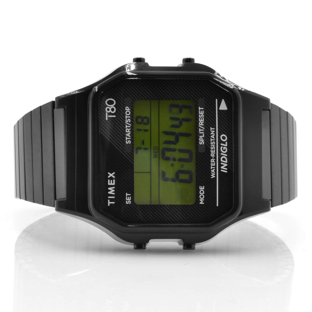 Timex T80 34mm Watch - Black with Stainless Steel Expansion Band