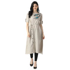 Greciilooks Women Cotton Anarkali Regular Fit Kurti (Grey, Xx-Large)