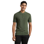 Nobero MenS Self Design Regular Fit Polo Shirt (1M-Twpo-R0014_Olive Green