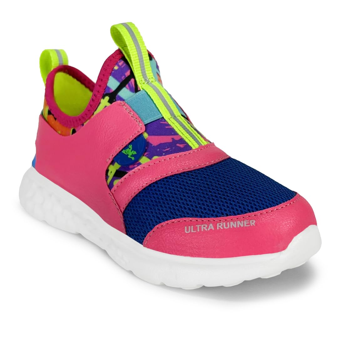 Hopits by KazarMax Kids Girls Pink Blue Grafitti Ultra Runner Sneakers 1 UK 1