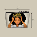 BDAWQUG Cosmetic Bag 2 Pieces for Women Large Makeup Bag Organizer Melanin Afro Black Magic African Makeup Storage Bag for Purse