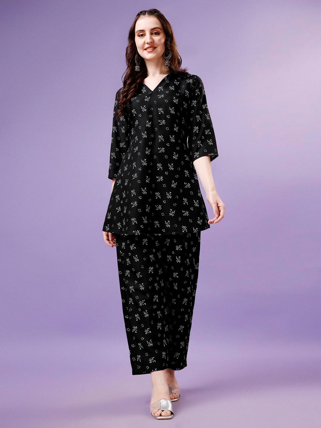 Yashika Women Women'S Trendy Printed Short Flared Cotton Blend Kurta Palaazo Set