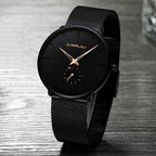 Mens Watches Ultra-Thin Minimalist Waterproof-Fashion Wrist Watch for Men Unisex Dress with Stainless Steel Mesh Band-Rose Gold
