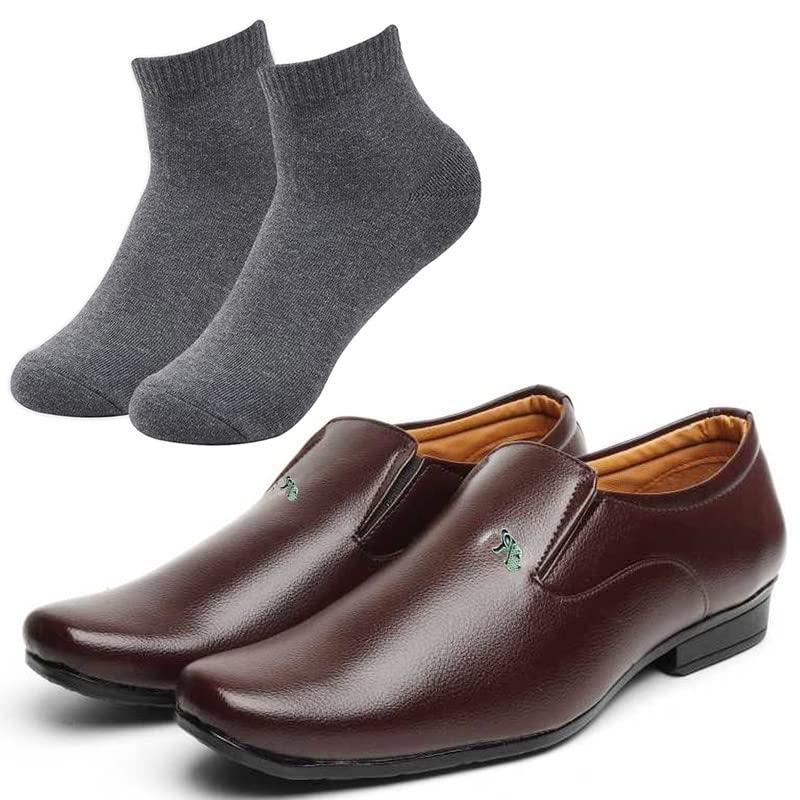 Vitoria Fashionable l Men White Silipon Formal Shoes with Dark Gray Socks/6 6