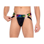 6159 - Mens Pride Jock Strap with LOVE Elastic Logo - Large / Black/Multi