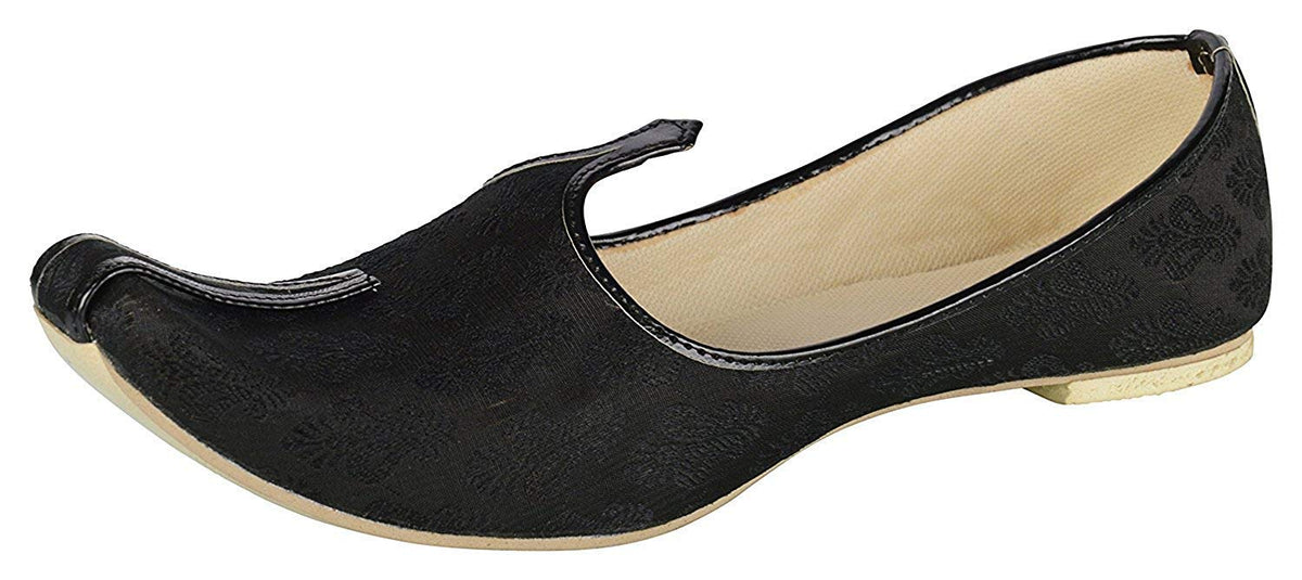 Ramraj Men Black Velvet Wedding & Sherwani Mojaris (Jutti) 7