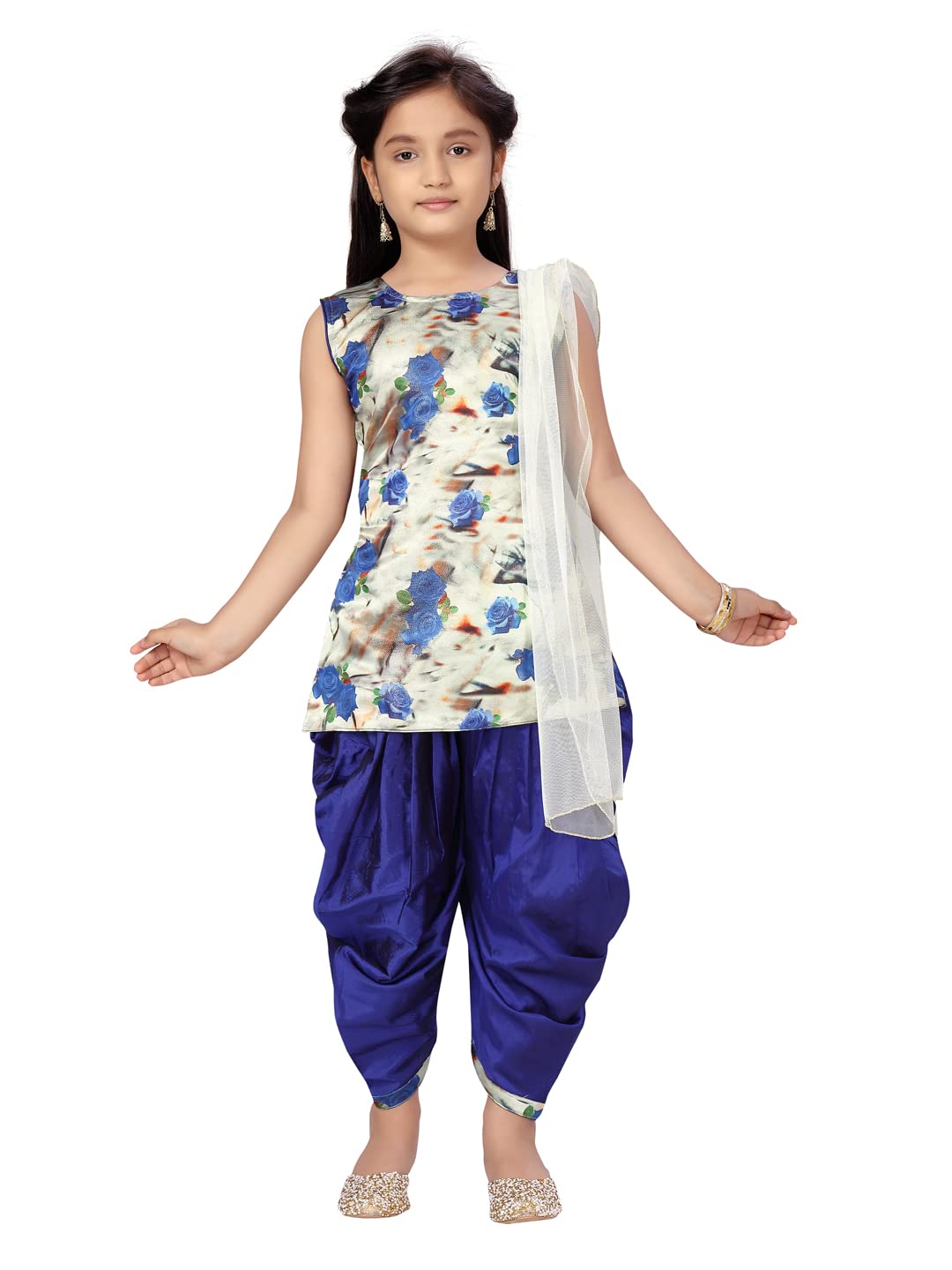 Aarika GirlS Silk Kurti Patiala Set (Pt-18547_Blue_26)