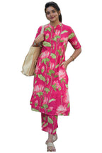 ANNI DESIGNER Womens Rayon Viscose Straight Printed Kurta with Pant (Ladat Pink_XXL_Pink_XX-Large)