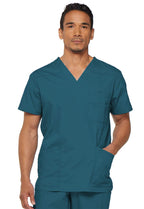 Dickies Men's EDS Signature V-Neck Scrub Top, Caribbean Blue, Medium
