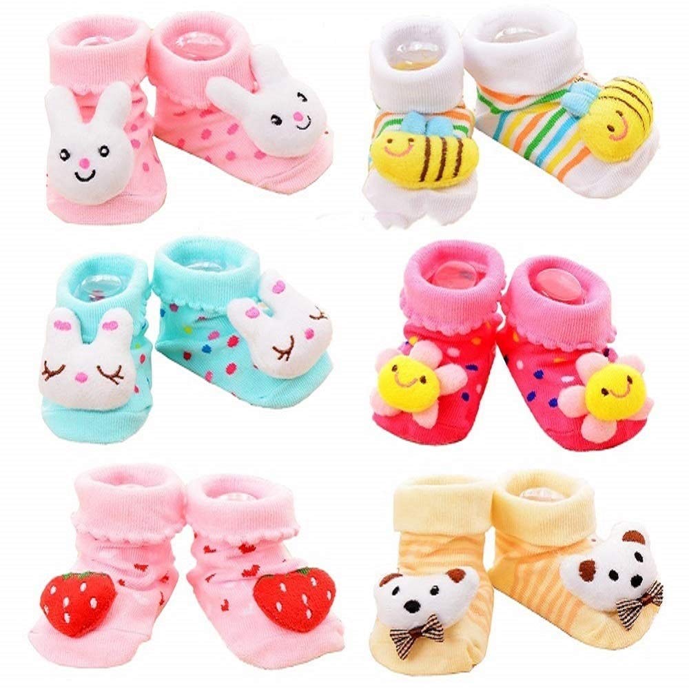 BabyS Cartoon Face Booty Cotton Socks (Pack Of 2) (SwUnisexBabyShoes05_Multicolour) 0-6