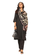 Varanga WomenS Solid Black V-Neck Straight Kurta Set With Printed Dupatta  Stylish & Comfortable Ethnic Wear For Casual & Festi
