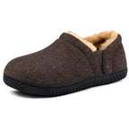 Zizor Men's Fuzzy Wool Fleece Slippers with Cozy Memory Foam, Indoor Outdoor Closed Back House Shoes with Non-skid Rubber Sole H