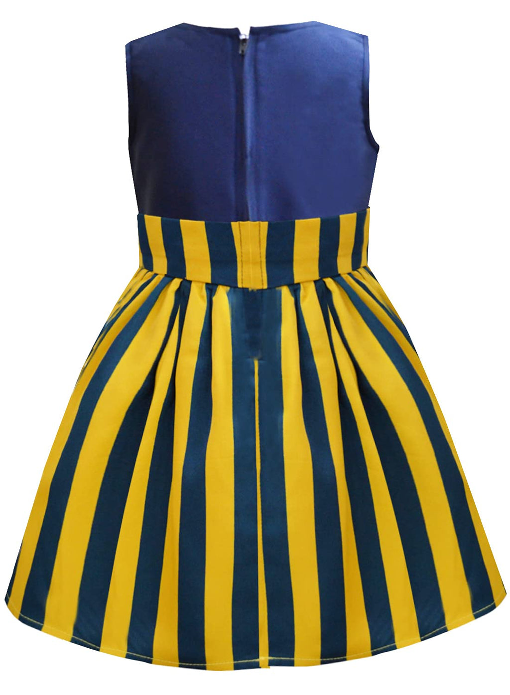 A.T.U.N. (ALL THINGS UBER NICE) Baby-Girls Polyester Fit and Flare Knee-Length Casual Dress (GDRS DBW_Mustard-Navy_1-2 Years)