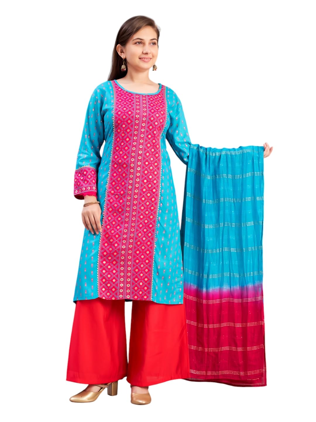 Aarika GirlS Rayon Regular Tunic Shirt (Kurti-Tr-K-859_Rama-Rani