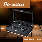 Mantello Watch Box - 12 Slot Watch Cases for Men- Watch Case with Large Glass Top - Watch Box Organizer for Men (Black)