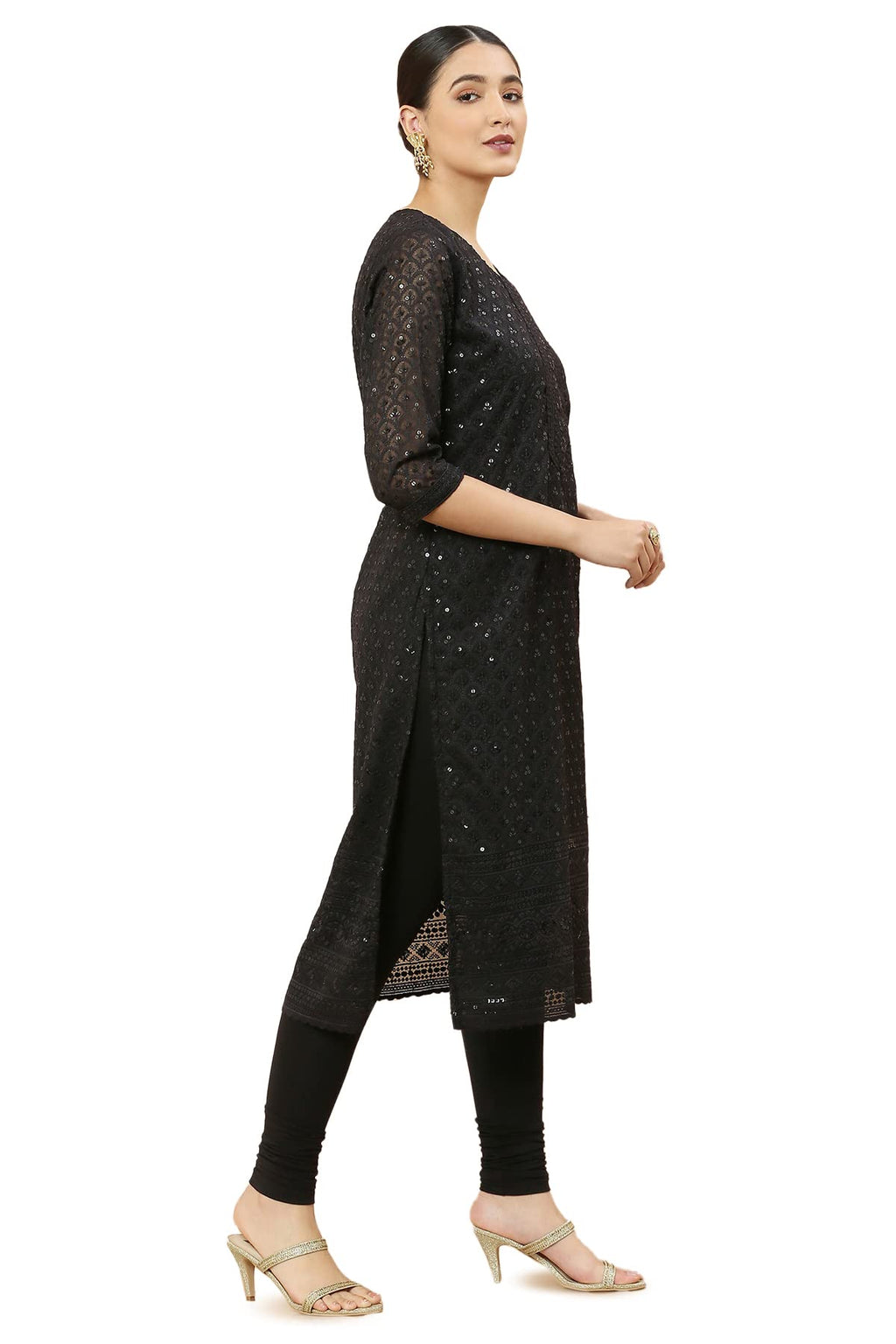 Soch Women Black Georgette Kurta