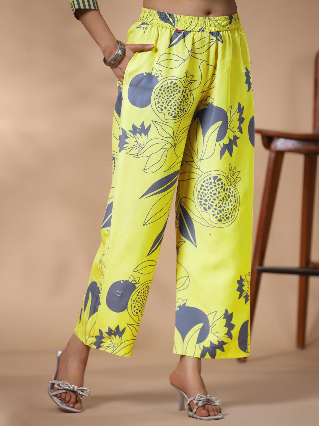 ANNI DESIGNER Women s Kurta Rayon Blend Palazzo Set, Green, S