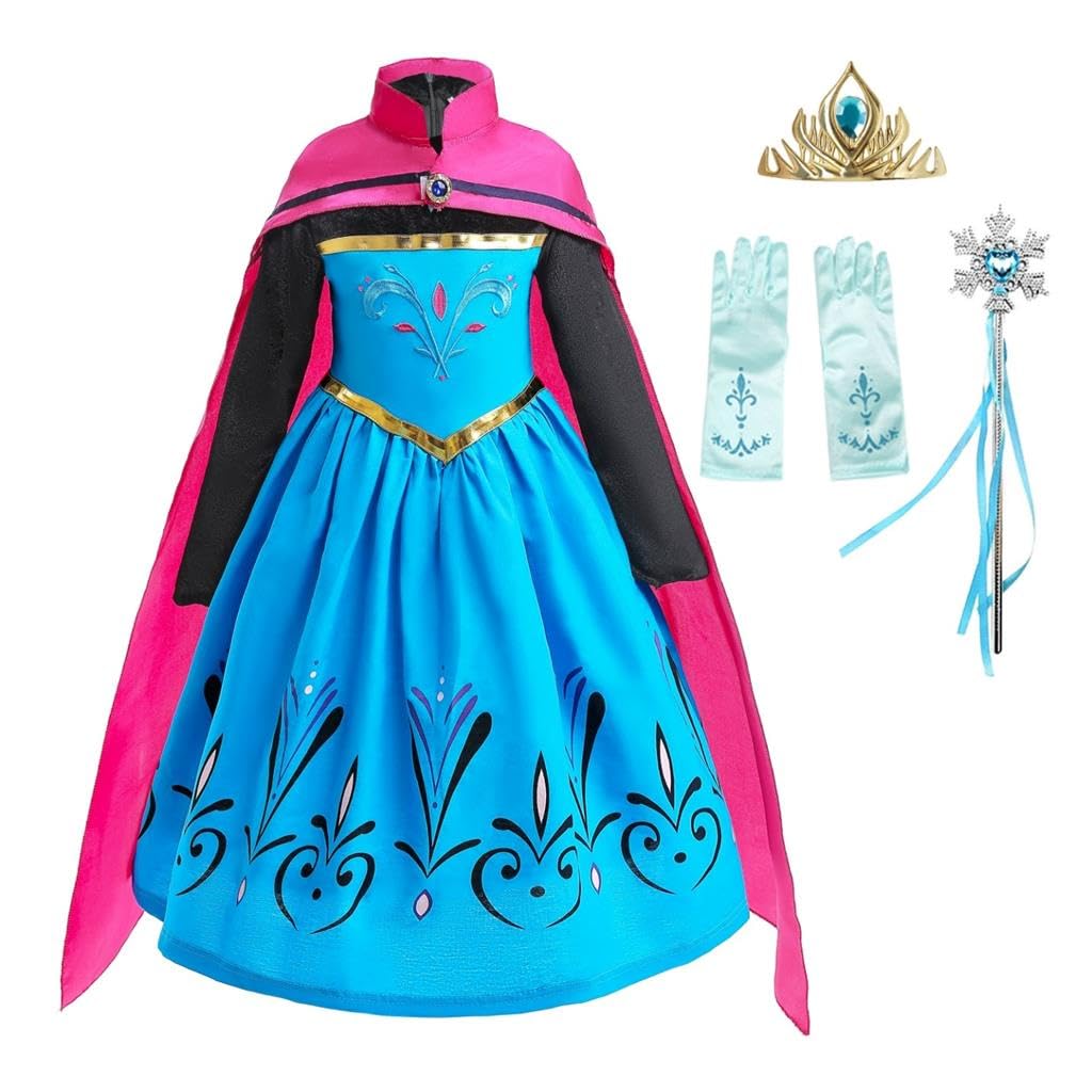 Dressy Daisy Little Girls Ice Princess Coronation Dress Up Costume Halloween Christmas Party Outfit with Accessories Size 8-10