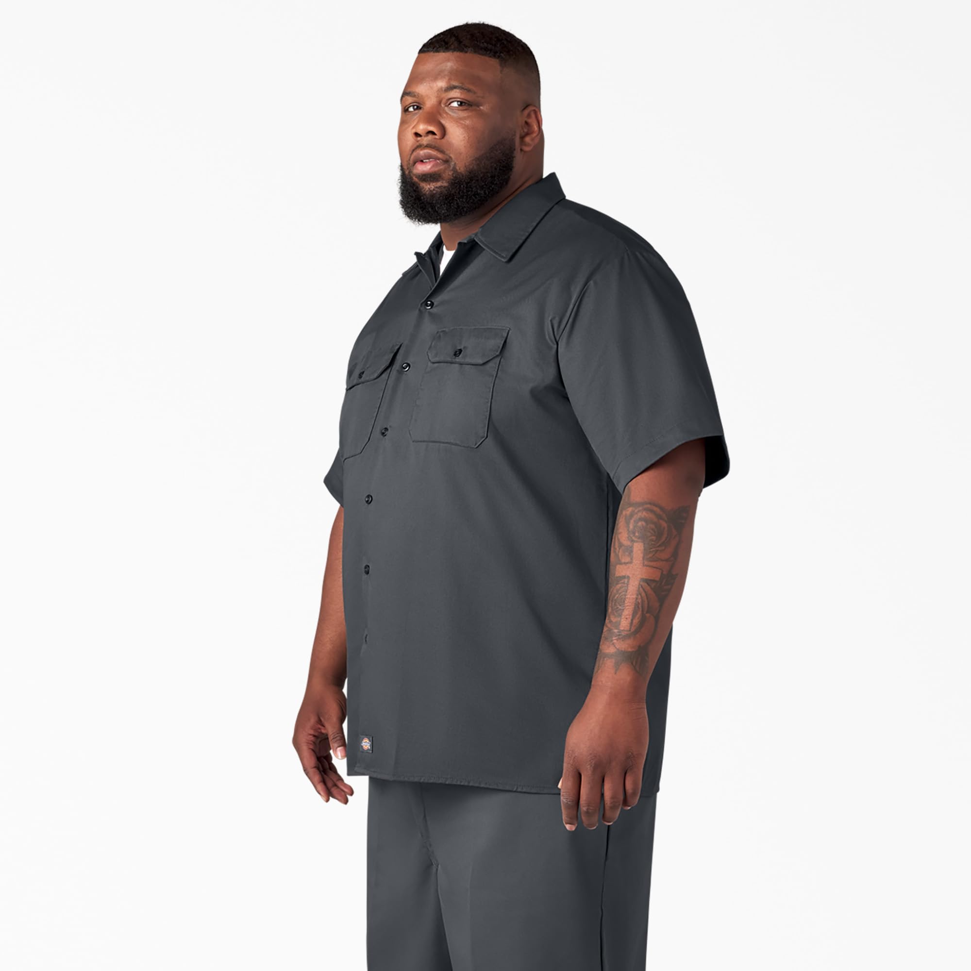 Unisex Short-Sleeve Work Shirt - BLAcK - S(D0102H7MFI8)