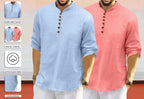 Macsivo MenS Cotton Blend Kurta With Solid Band Collar Full Sleeve Button Closure Regular Fit Curved Hem Length | Kurta For Man