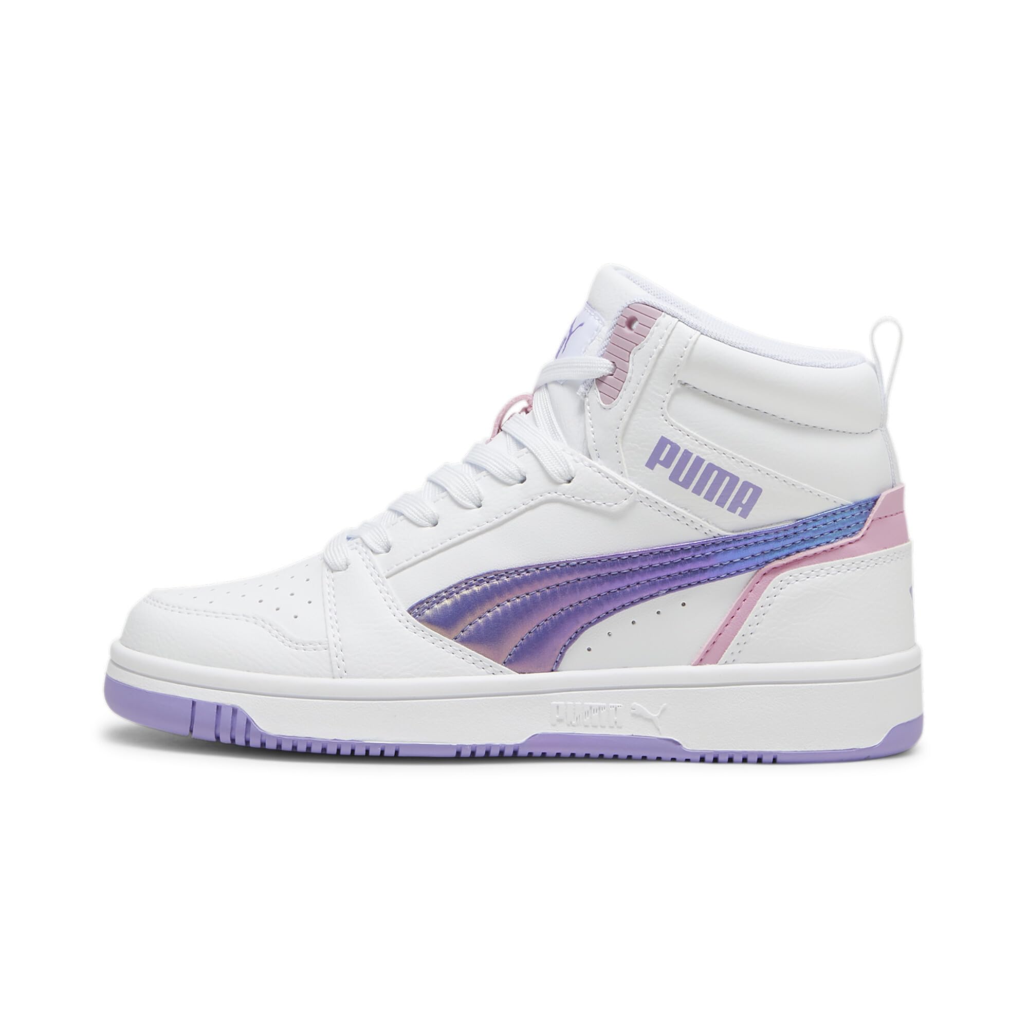PUMA Rebound Layup Mid Sneaker, White-Lavender Alert-Mauved Out, 7 US Unisex Big Kid