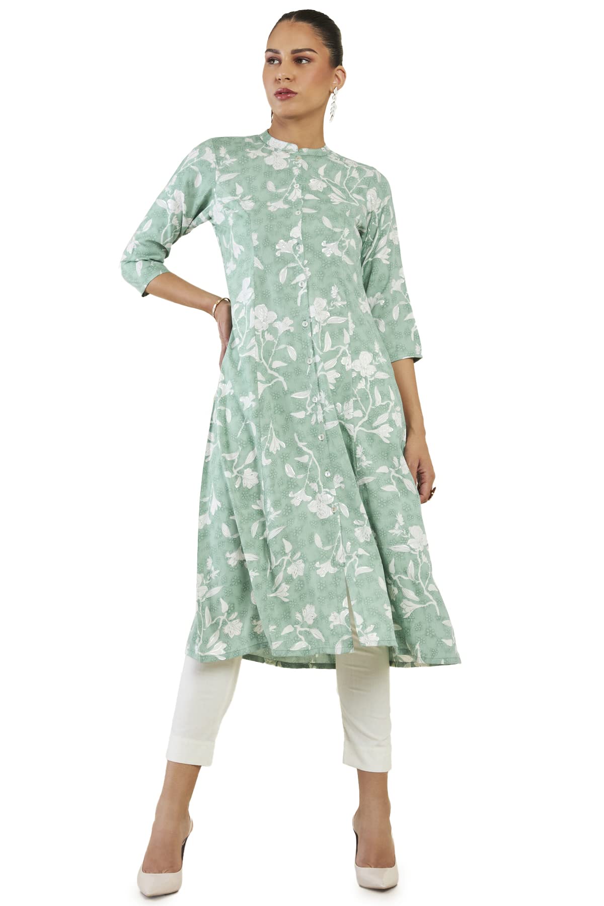 Soch Women Green Rayon Floral Kurta(8907715914023_Green_Xs)