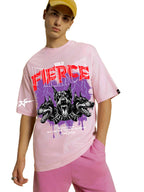 Bewakoof Men Graphic Print Oversized Fit Half Sleeve Round Neck Cotton T-Shirt_659853_Pink_2XL