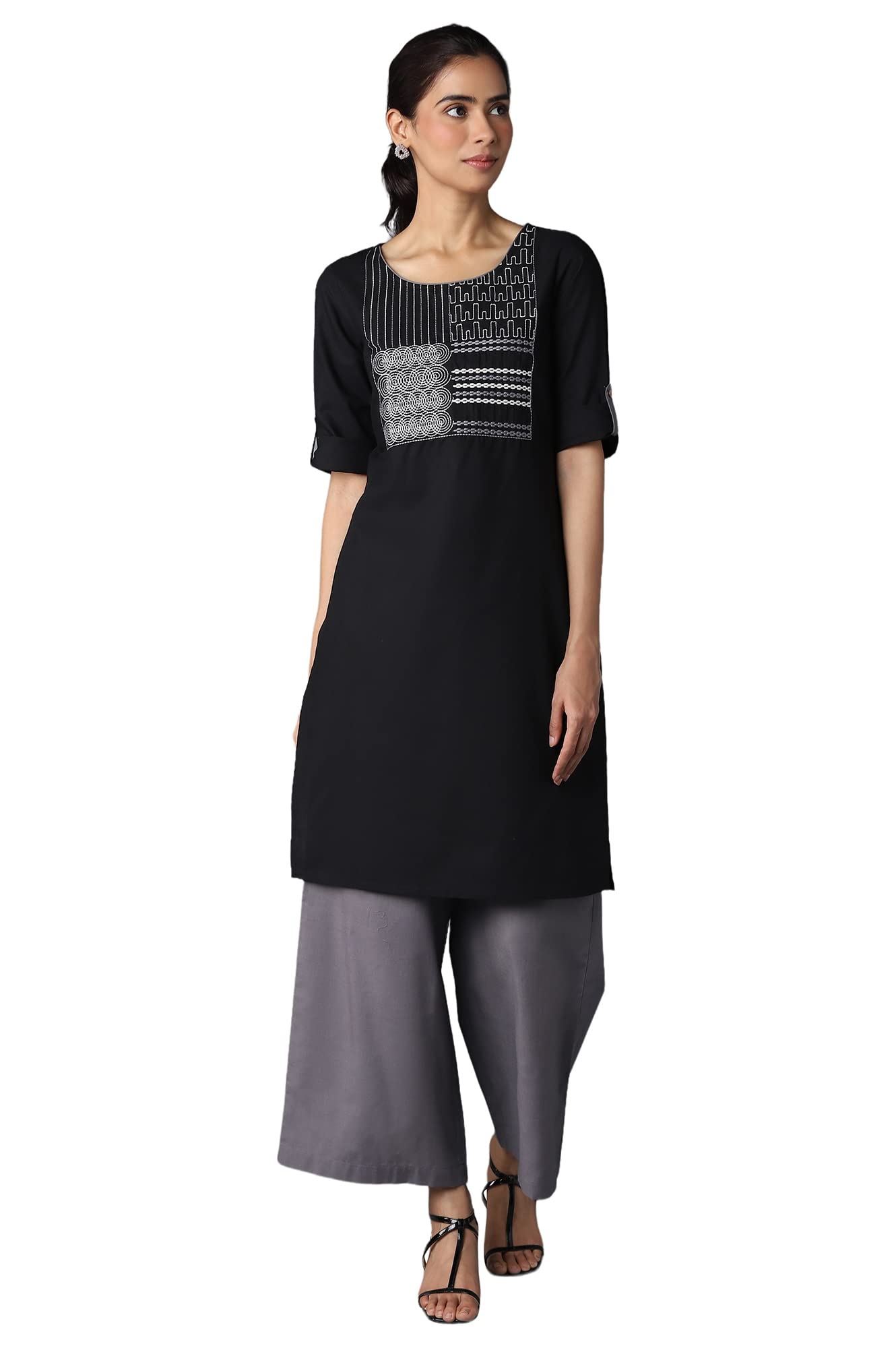 Aurelia Women'S Cotton Blend Printed Regular Kurta & Palazzo