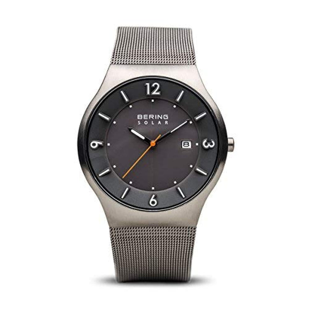 BERING Men Analog Solar Collection Watch with Stainless Steel Strap & Sapphire Crystal, Grey/Dark Grey, 40, Grey/Dark Grey