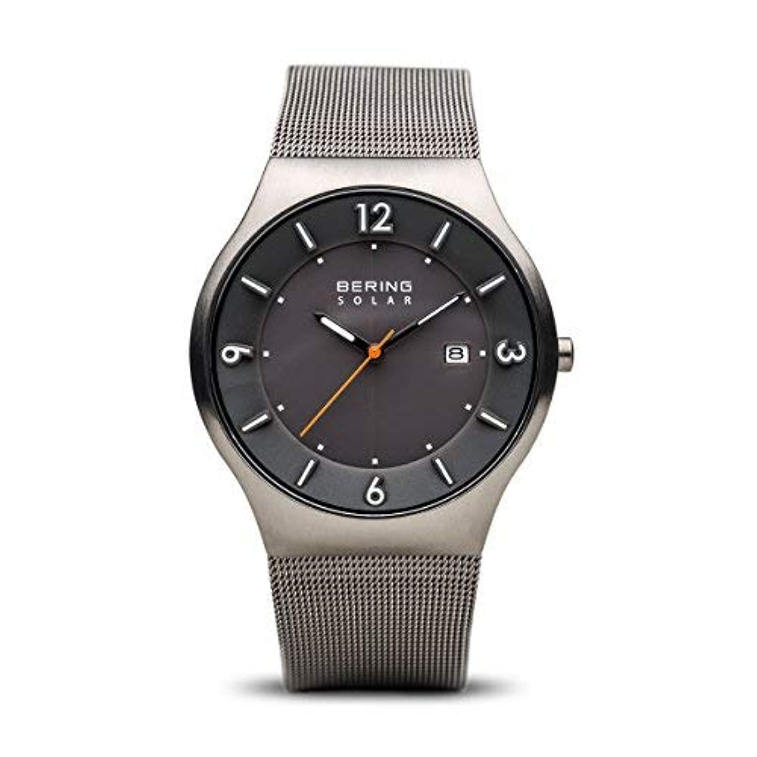 BERING Men Analog Solar Collection Watch with Stainless Steel Strap & Sapphire Crystal, Grey/Dark Grey, 40, Grey/Dark Grey