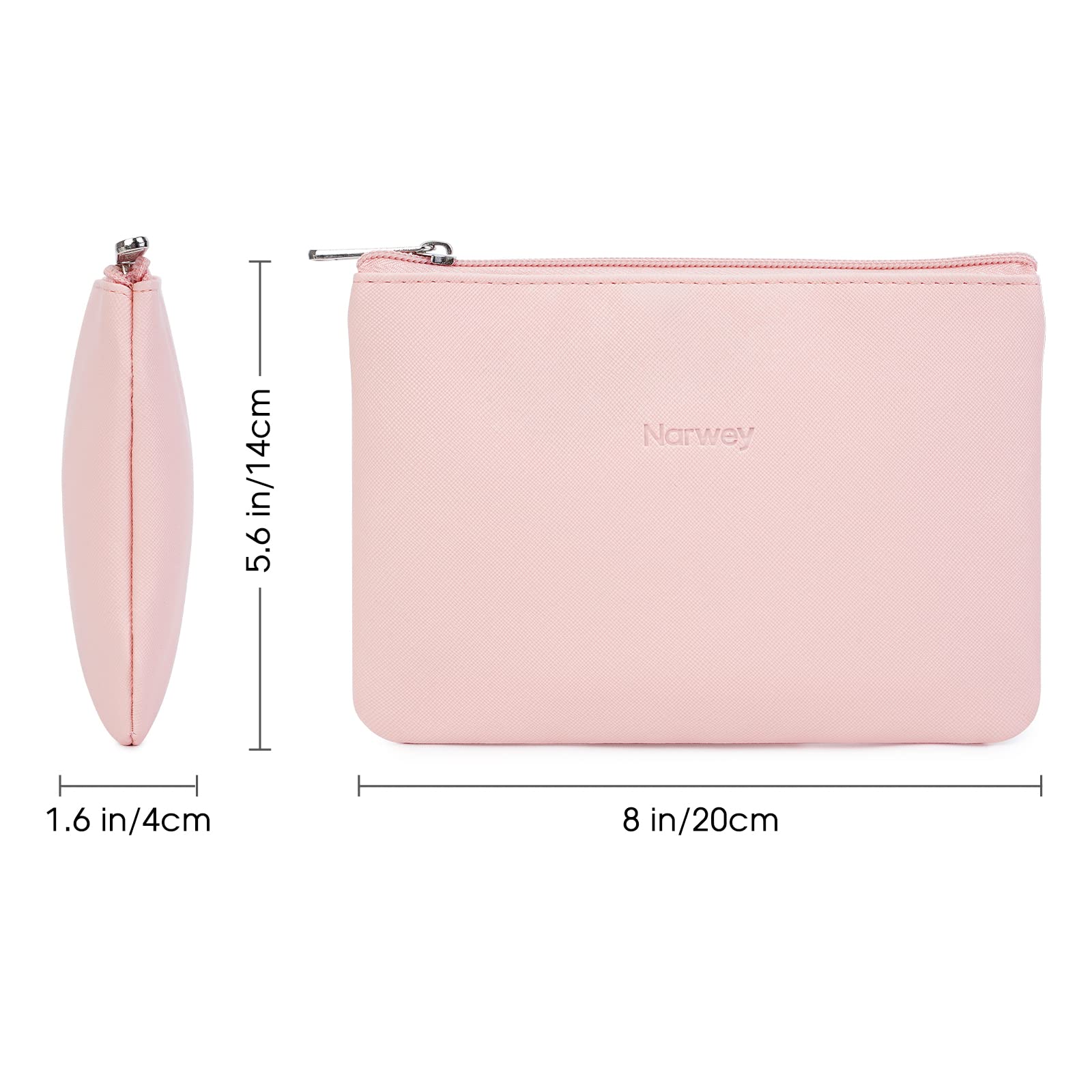 Narwey Small Makeup Bag for Purse Vegan Leather Travel Makeup Pouch Mini Cosmetic Bag Zipper Pouch for Women