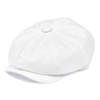 BOTVELA Men's Newsboy Flat Cap 100% Cotton Gatsby Ivy Golf Cabbie Hat (White, 7 7/8)